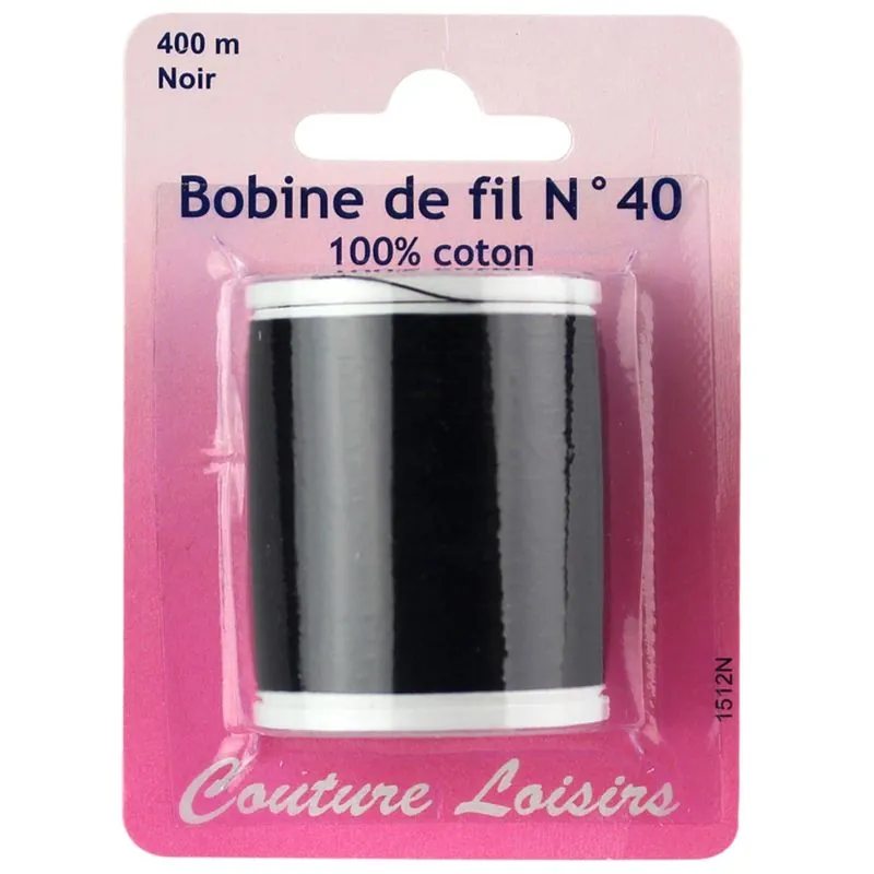 400 m cotton thread spool n°40 black blister