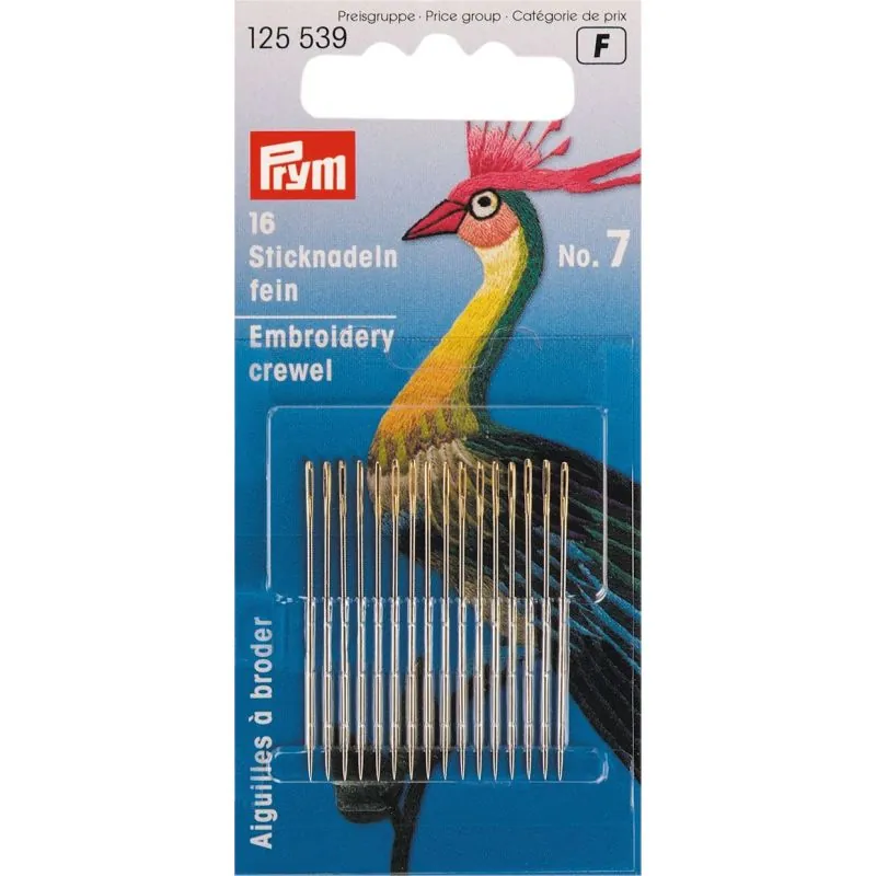 Card 16 Embroidery needles (crewel) N7 0.70x37mm