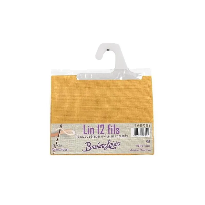 Yellow linen square to embroider 45 cm x 40 cm - 100% Linen