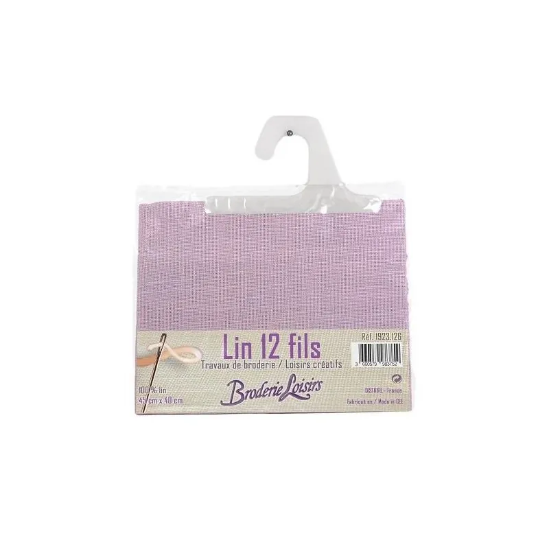 Purple linen square to embroider 45 cm x 40 cm - 100% Linen