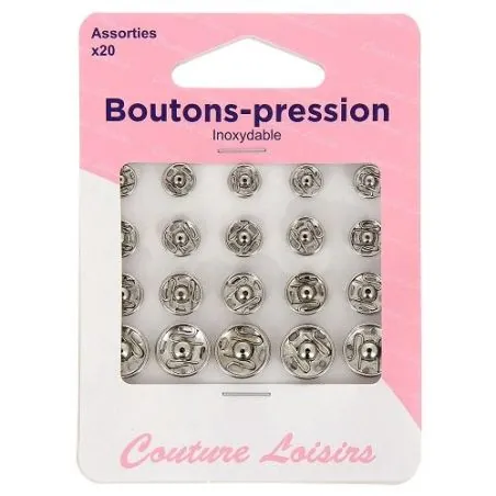 Boutons pression assorties nickelés X20