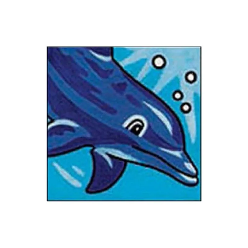 Canvas to embroider dolphin swimming for child 6 years - 14 x 14 cm