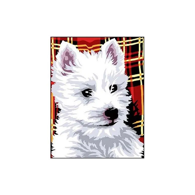 Canvas to embroider Cute dog child - 14 x 18 cm