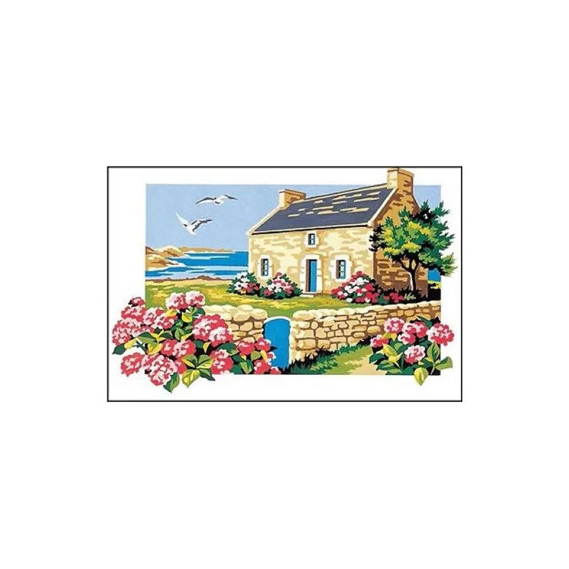 Canvas to embroider pretty house - 22 x 30 cm