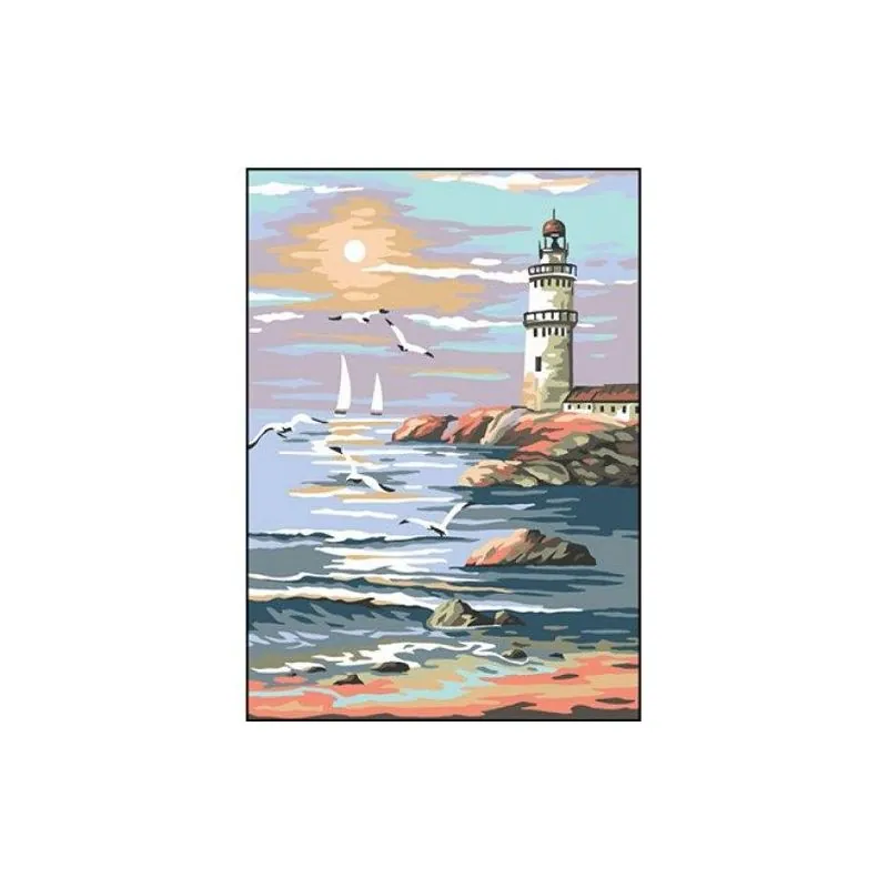 Canvas to embroider lighthouse seaside - 22 x 30 cm