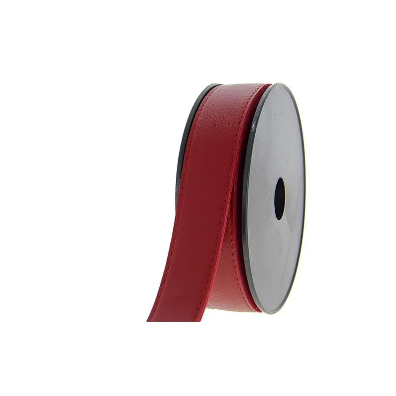 Red imitation leather strap - 30 mm - 6 m