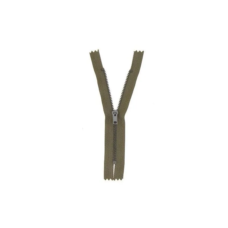 Khaki green zipper non separable pants - 18 cm