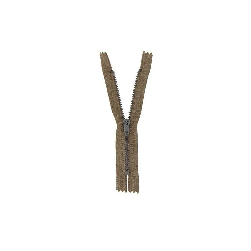 Non separable brown zipper for pants - 20 cm