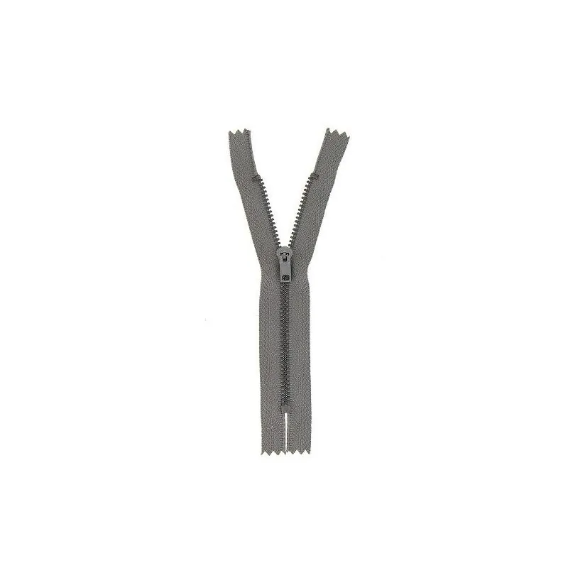 Grey non-separable zipper for pants - 20 cm