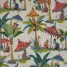 Linen fabric with exotic monkey print