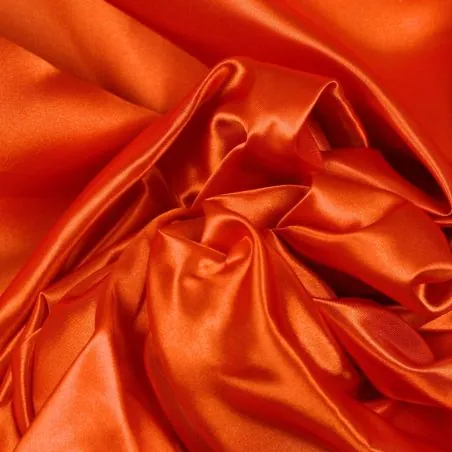 Tissu Satin uni de couleur orange
