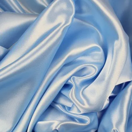 Tissu Satin uni de couleur bleu céleste