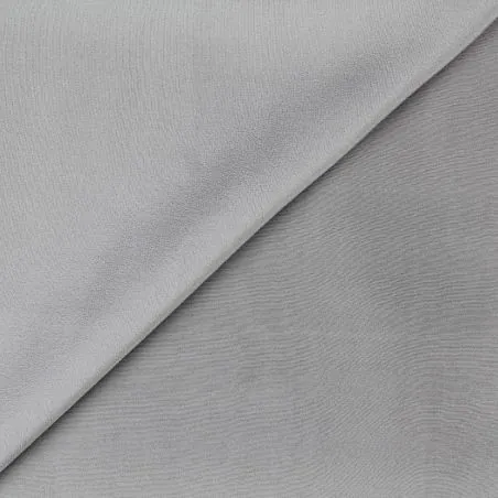 Plain silk crepe fabric in light gray color
