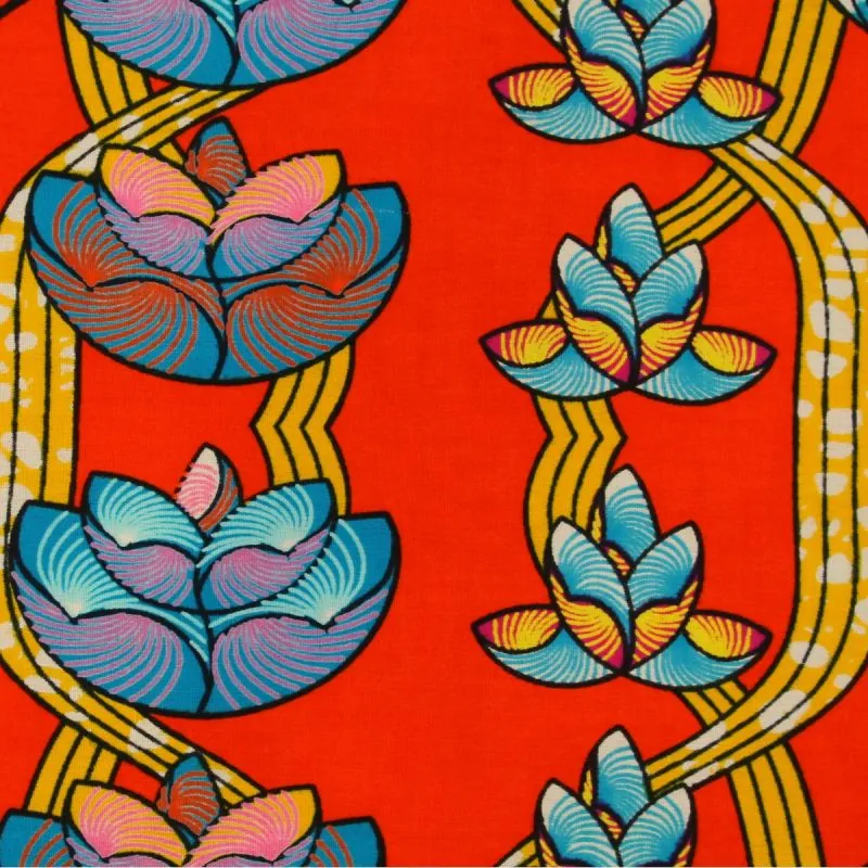 copy of Green wax cotton fabric printed with geometrical patterns
