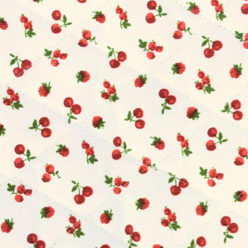 Quilted cherry print fabric
