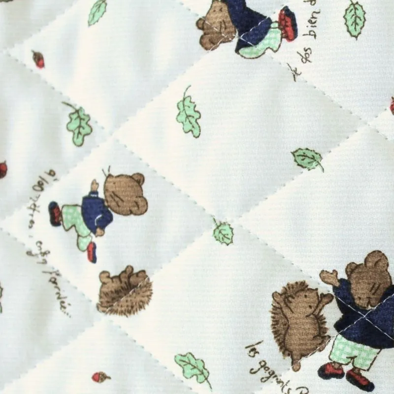 Quilted fabric with mouse and hedgehog print